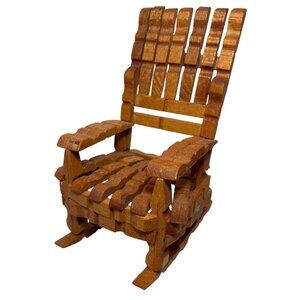 Miniature Clothespin Wooden Adirondack Rocking Chair 10" X 4" Doll Furniture
